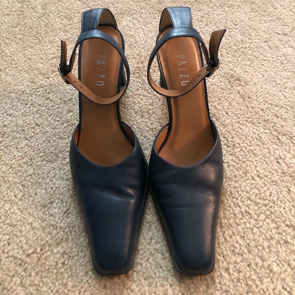 Navy Blue Ankle Strap Pumps